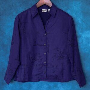 Chico's Purple Microsuede Button Shirt, Size 0